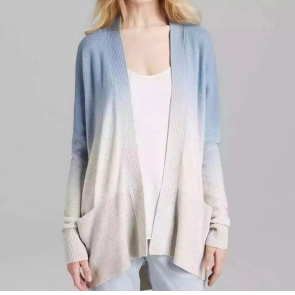 Vince Ombre Dip Dye Cashmere Wool Open Cardigan Coastal Boho Balletcore - Picture 1 of 7
